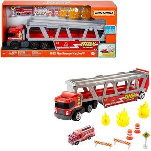 Matchbox Fire Rescue Hauler Playset Themed Hauler with 1 Fire-Themed Vehicle